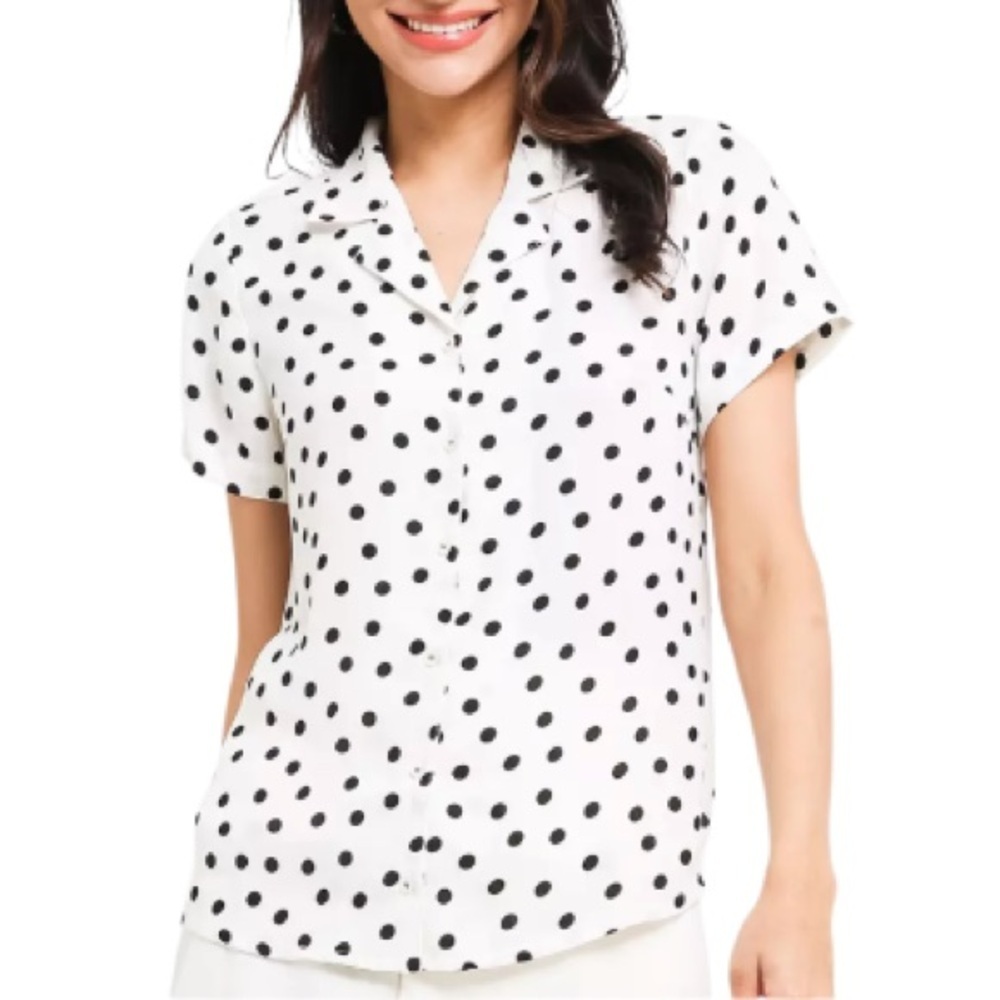 New Suzy Shier XS Polka Dot Button Down Shirt